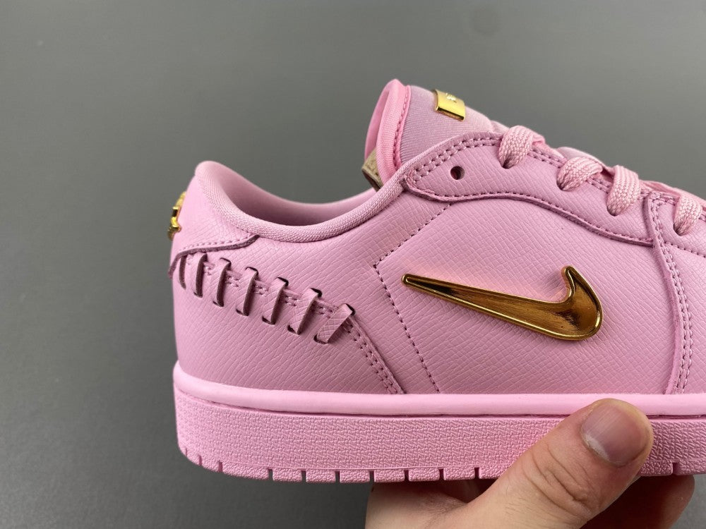 Low Top Sneakers, Pink Gold Colorway, Lace Up Design, Casual Gift for Sneaker Fans