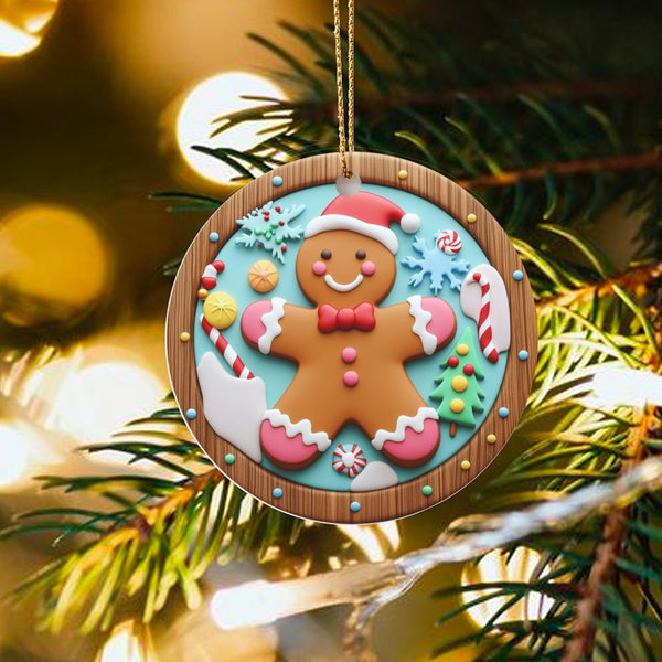 Holiday Cookie Ceramic Ornament, Gingerbread Man Christmas Ornament, Adorable Xmas Tree Ornament, Festive Gingerbread Decor, 