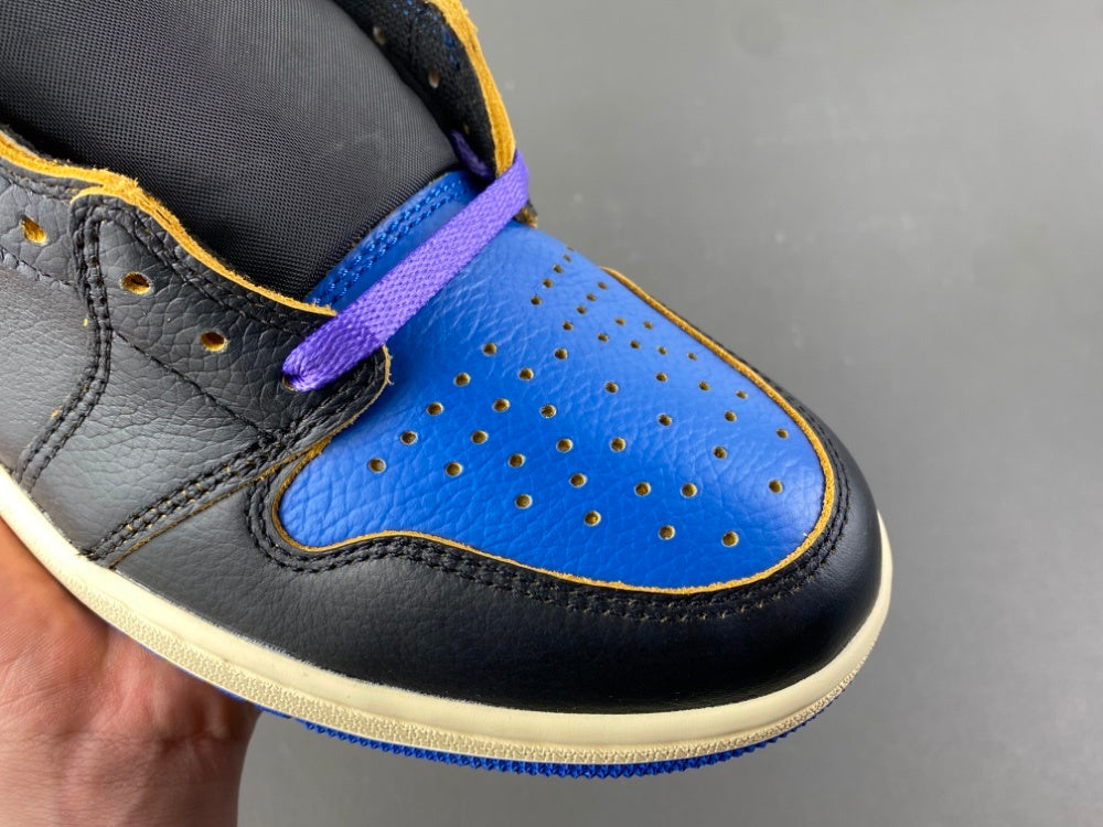 High Top Sneakers, Blue White Black Purple Colorway, Lace Up Design, Casual Gift for Sneaker Fans