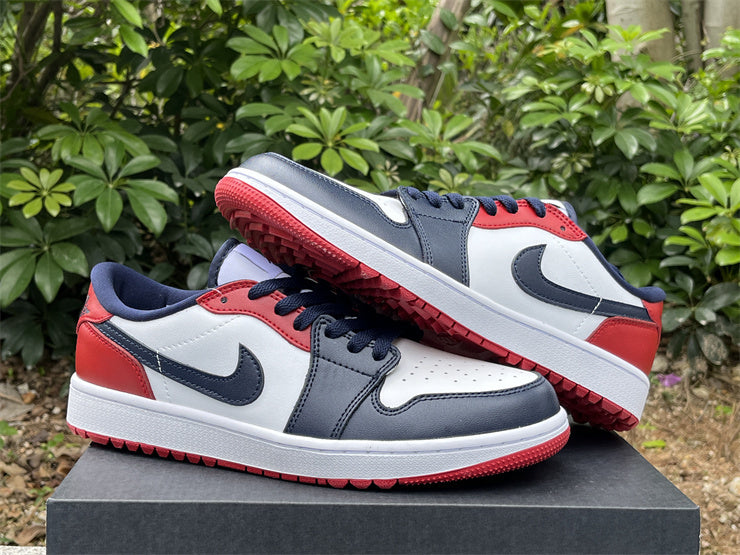 Low Top Golf Shoes, Blue White Red Colorway, Lace Up Design, Casual Gift for Shoe Lovers