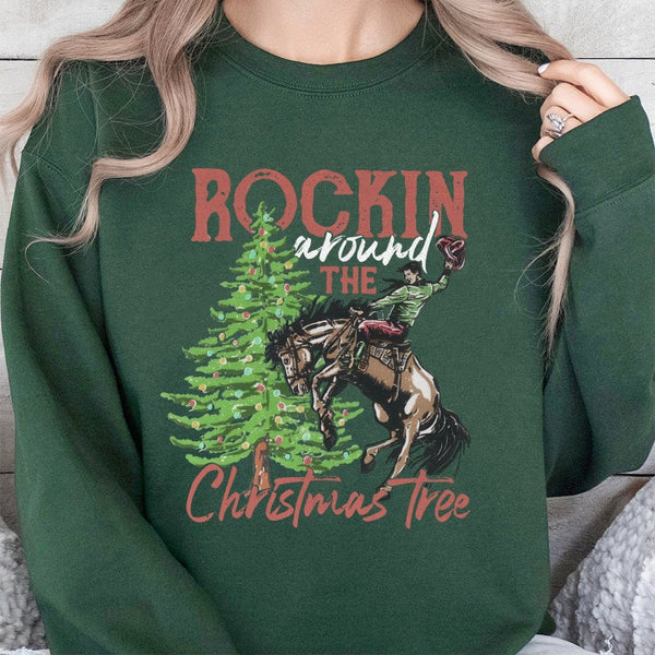 Rodeo Horse Christmas Crewneck, Western Cowboy Christmas Sweatshirt, Country Ranch Christmas Sweater, Western Graphic Holiday