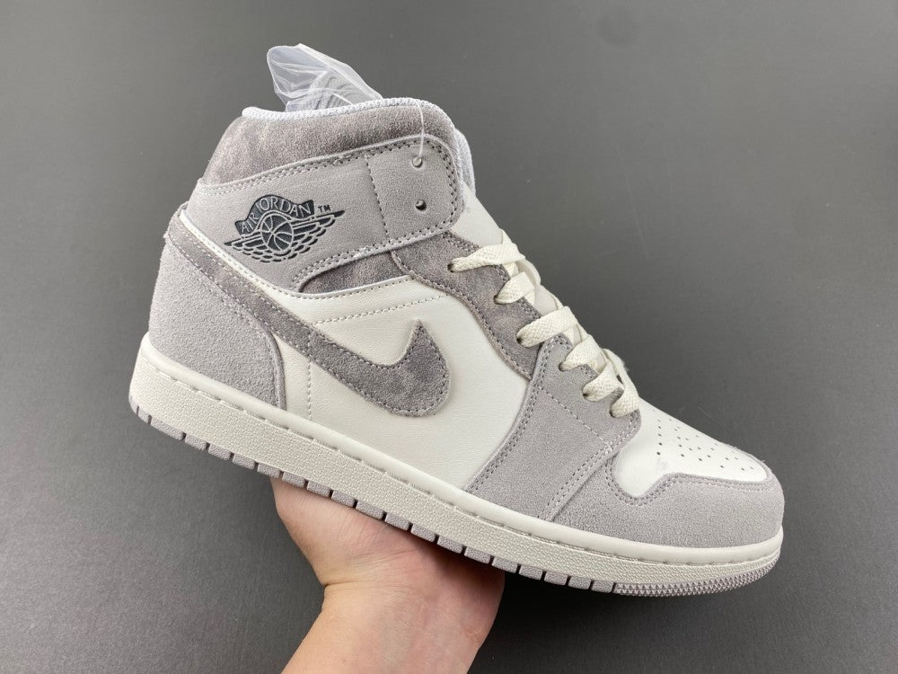 Mid Top Sneakers, White Gray Colorway, Lace Up Design, Casual Gift for Sneaker Fans