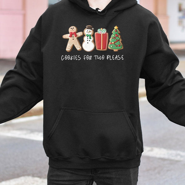 Pregnancy Announcement Hoodie, Cookies for Two Christmas Hoodie, Humorous Xmas Baby Reveal Hoodie, Holiday Expecting Mom Hood