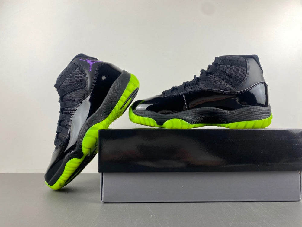 Low Top Sneakers, Neon Green Black Colorway, Lace Up Design, Casual Gift for Sneaker Fans