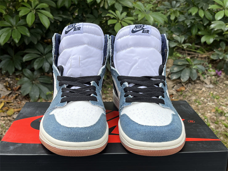 High Top Sneakers, White Blue Black Colorway, Lace Up Design, Casual Gift for Sneaker Fans