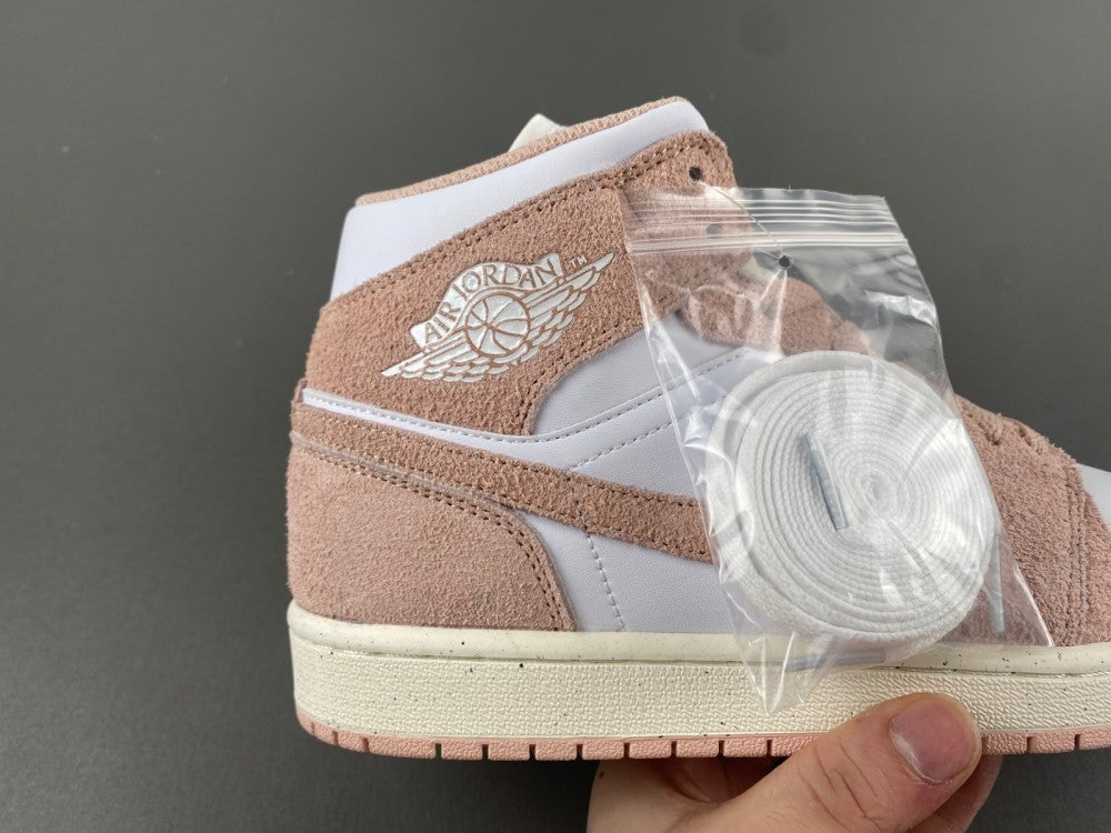 Mid Top Sneakers, White Pink Colorway, Lace Up Design, Casual Gift for Sneaker Fans
