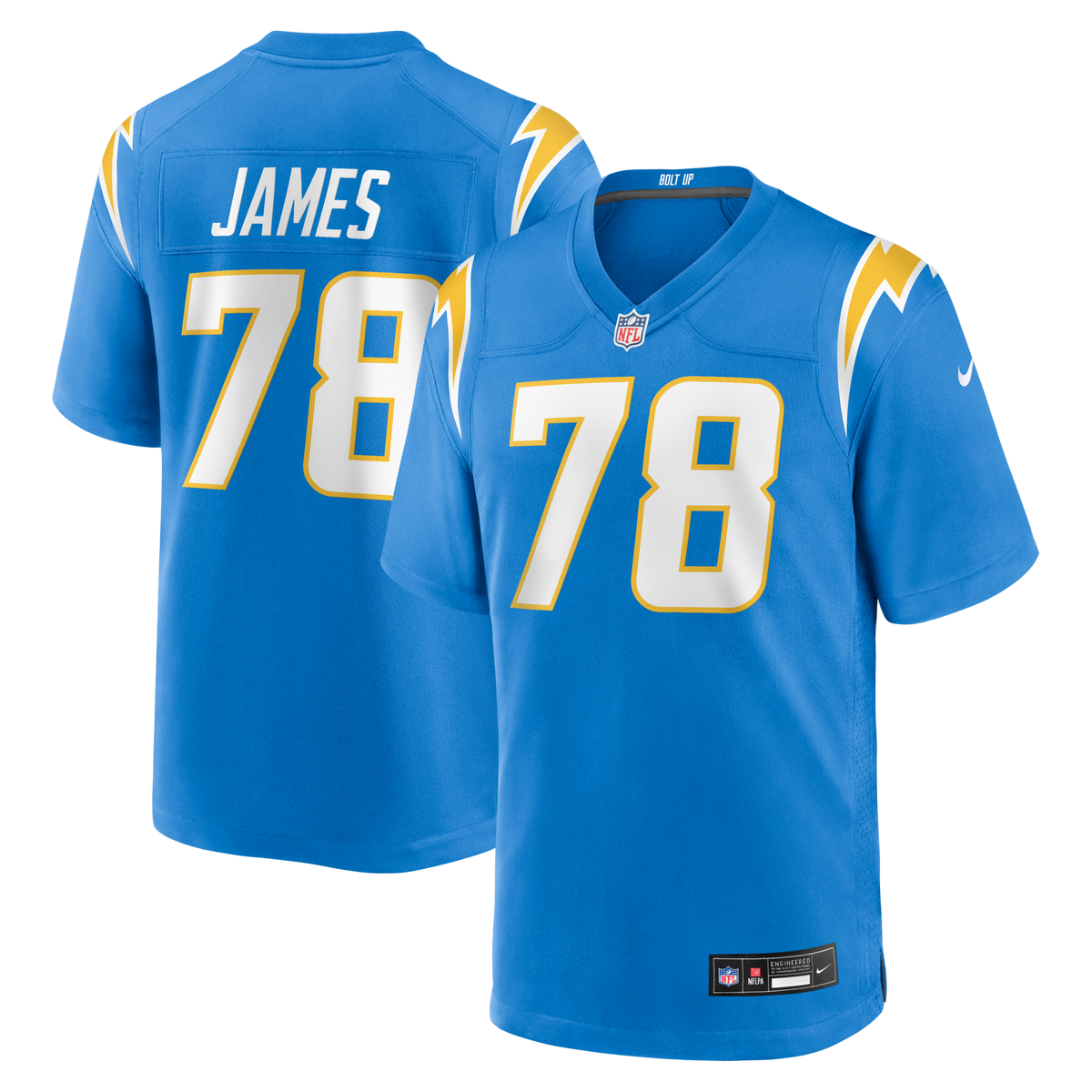 Los Angeles Chargers Andre James Powder Blue Team Game Jersey