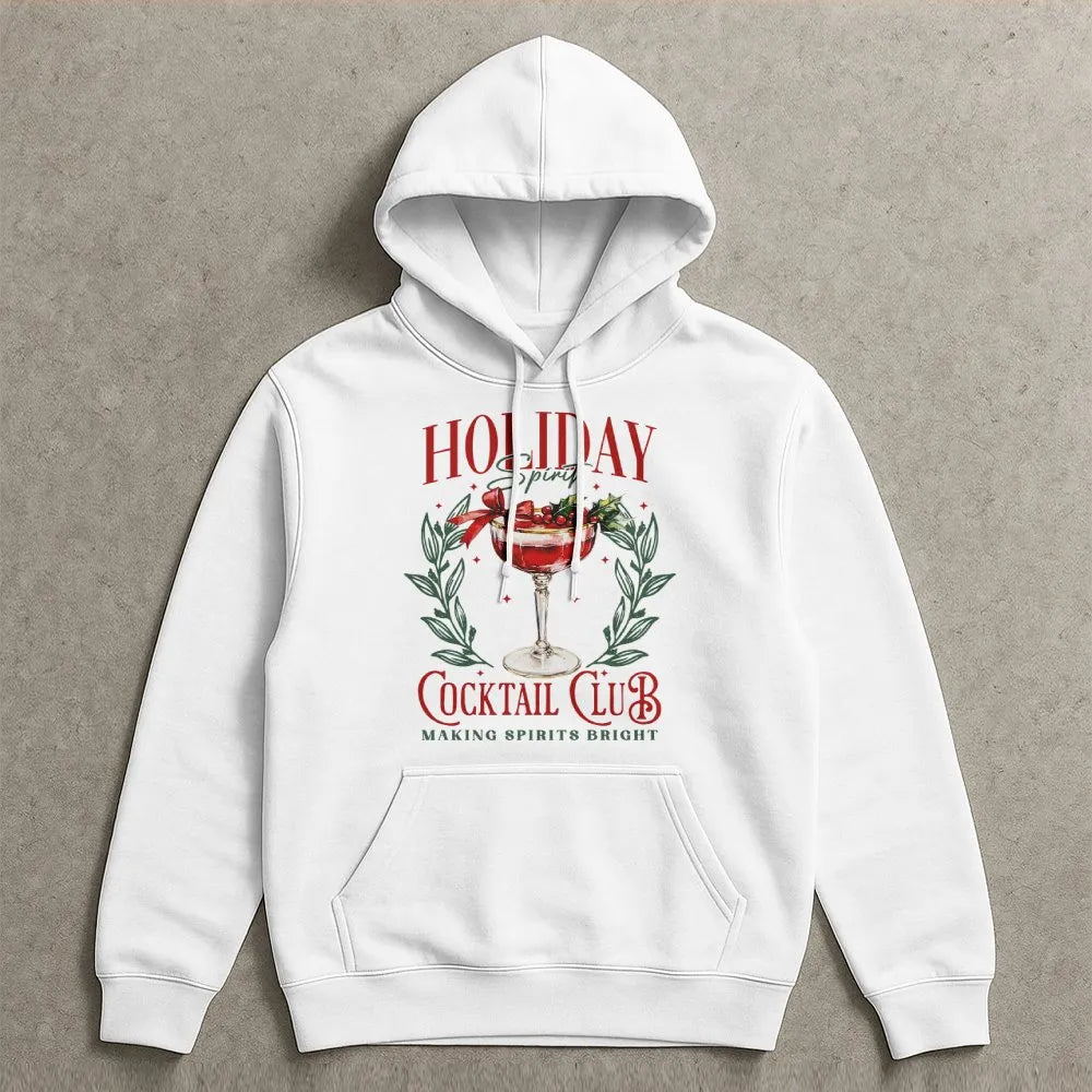 Festive Drink Bartender Hooded Sweatshirt, Holiday Cocktail Christmas Hoodie, Comfy Winter Drinking Pullover, Xmas Party Appa