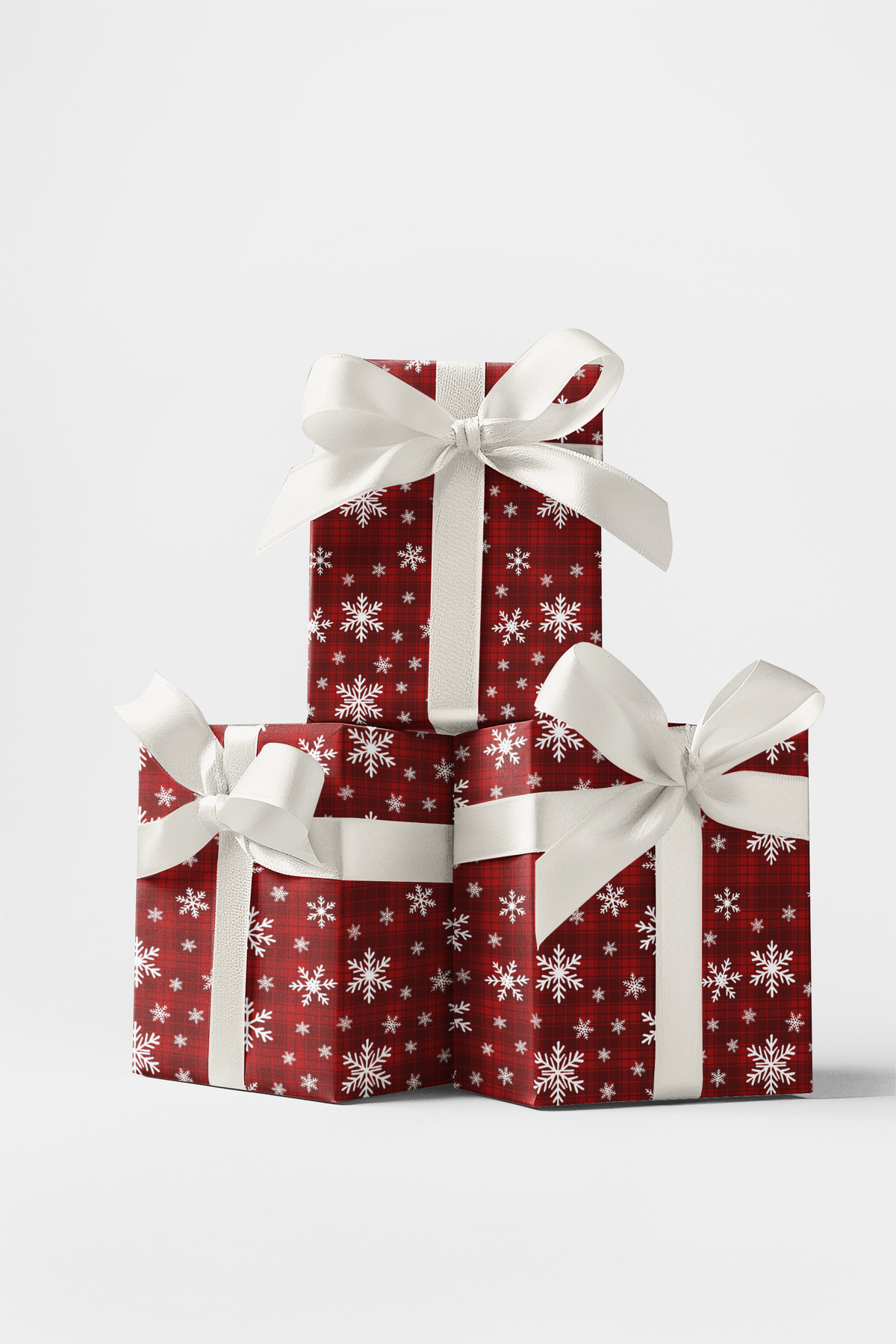 Snowfall Holiday Gift Wrap, Red Plaid Christmas Wrapping Paper, Winter Tartan Present Paper, Comfy Christmas Gift Wrap Roll, 