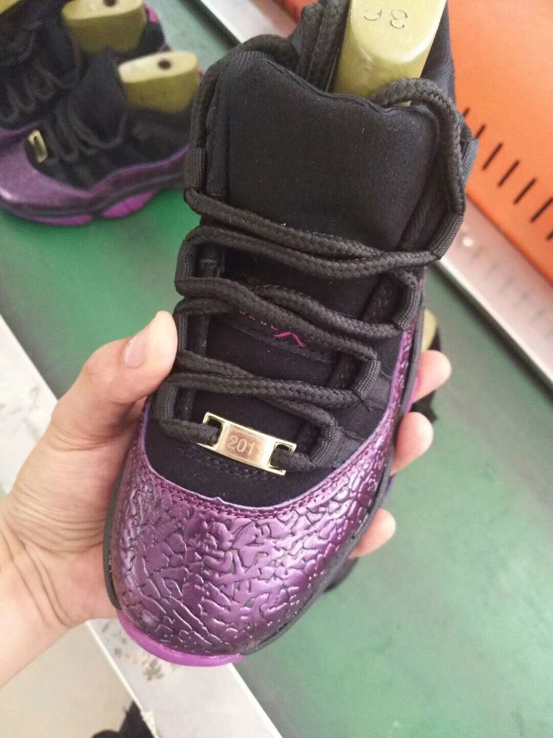 Low Top Sneakers, Black Purple Colorway, Lace Up Design, Casual Gift for Sneaker Fans