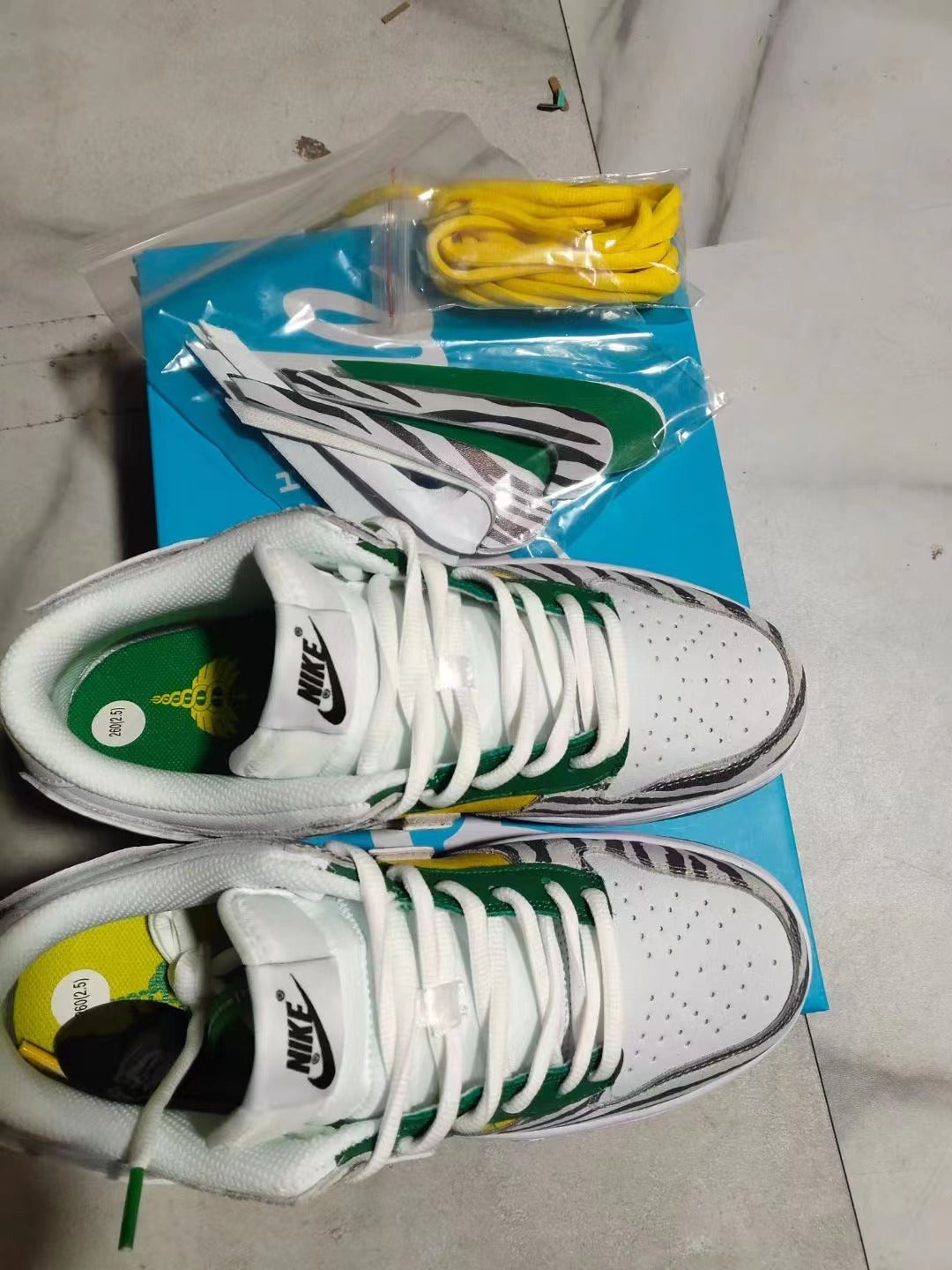 Low Top Sneakers, White Yellow Black Colorway, Glow in the Dark Detail, Lace Up Design, Casual Gift for Sneaker Fans