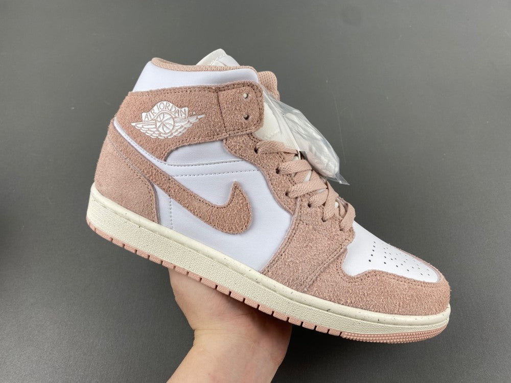 Mid Top Sneakers, White Pink Colorway, Lace Up Design, Casual Gift for Sneaker Fans