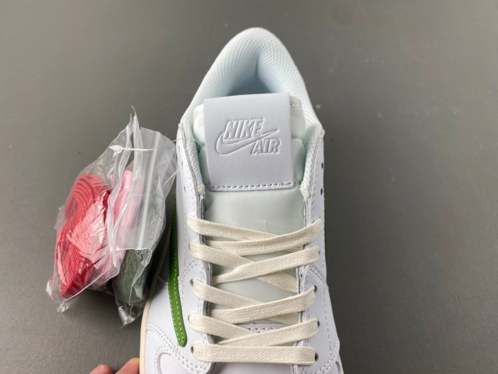 Low Top Sneakers, White Green Colorway, Reverse Hook Design, Lace Up Design, Casual Gift for Sneaker Fans