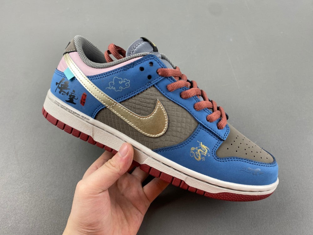 Low Top Sneakers, Blue Black Colorway, Lace Up Design, Casual Gift for Sneaker Fans