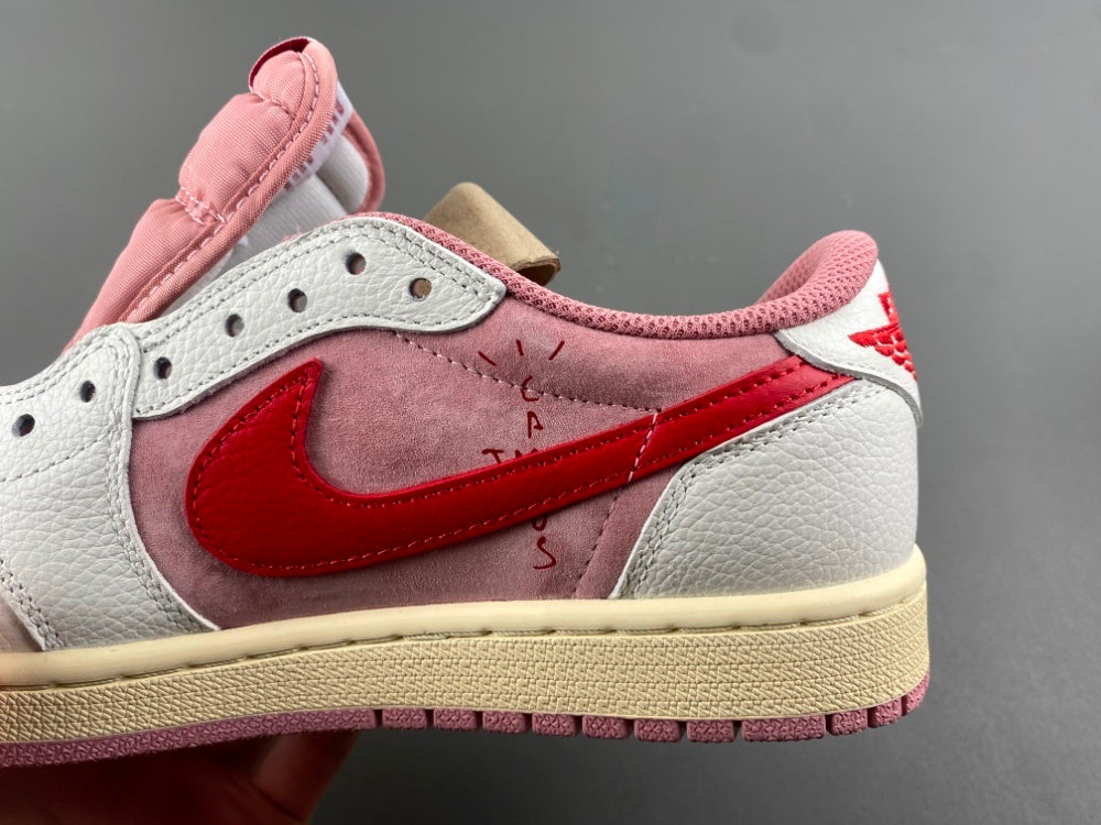Low Top Sneakers, White Red Pink Colorway, Reverse Hook Design, Lace Up Design, Casual Gift for Sneaker Fans