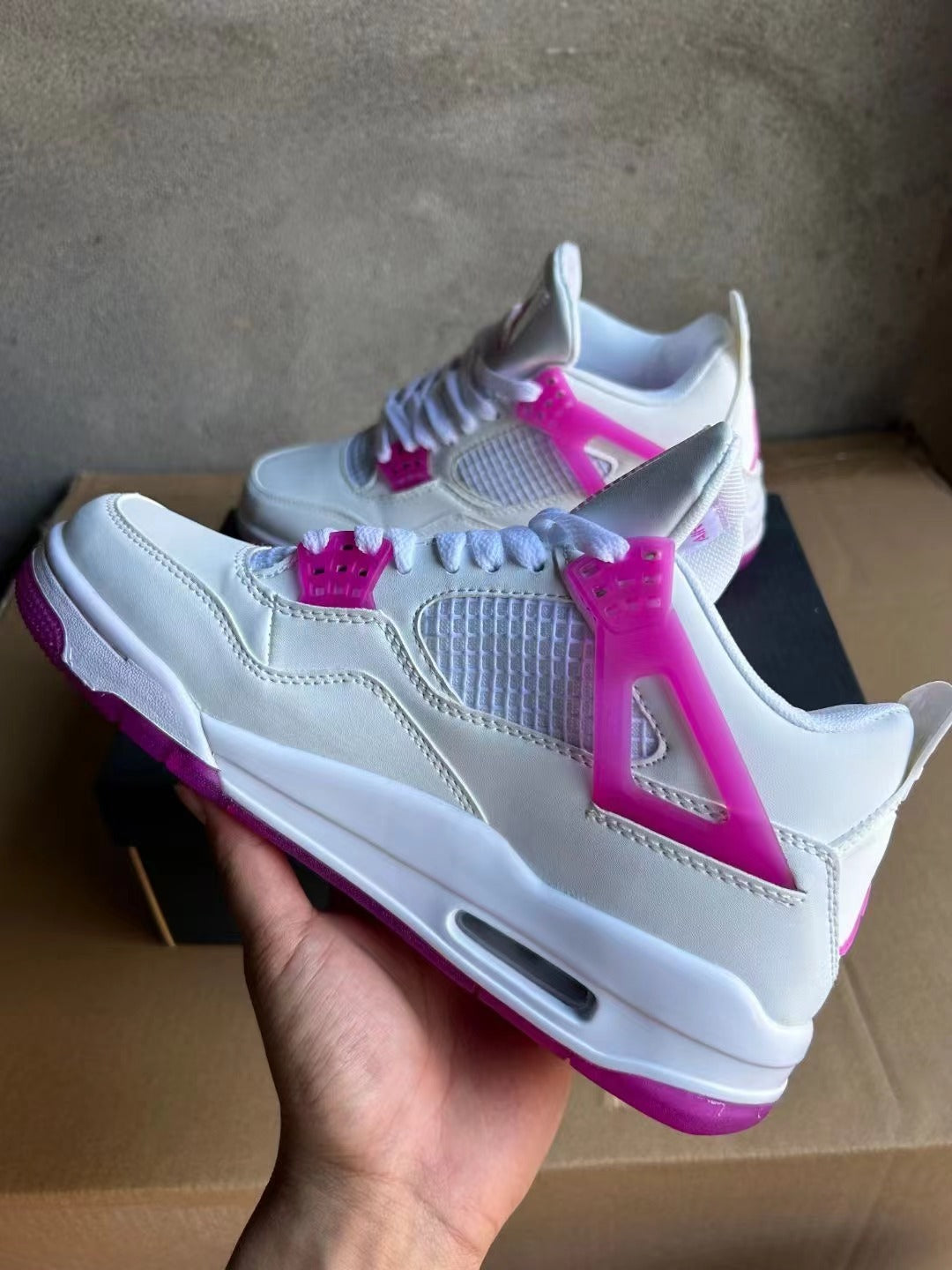 Mid Top Sneakers, White Pink Colorway, Lace Up Design, Casual Gift for Sneaker Fans