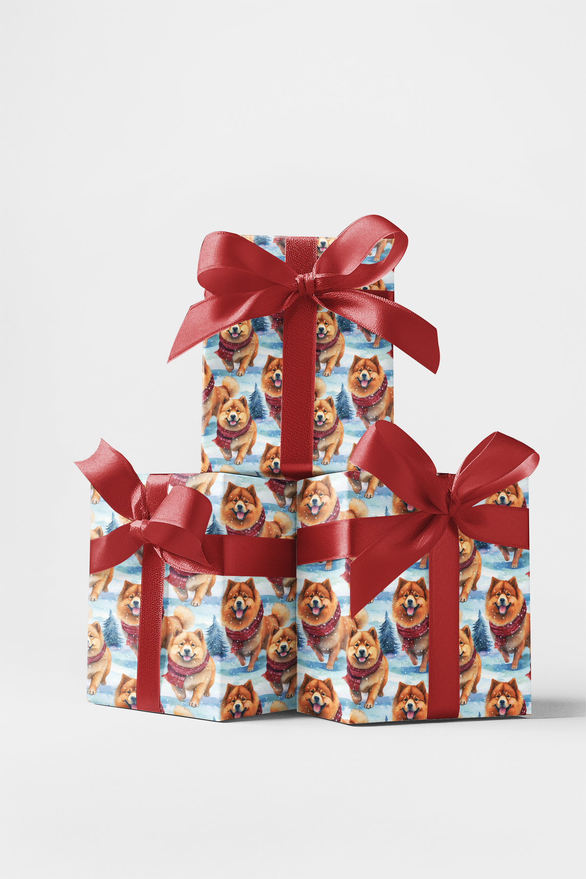 Winter Scarf Dog Wrapping Paper, Chow Chow Christmas Wrapping Paper, Watercolor Chow Gift Wrap, Dog Lover Wrapping Paper, Ado