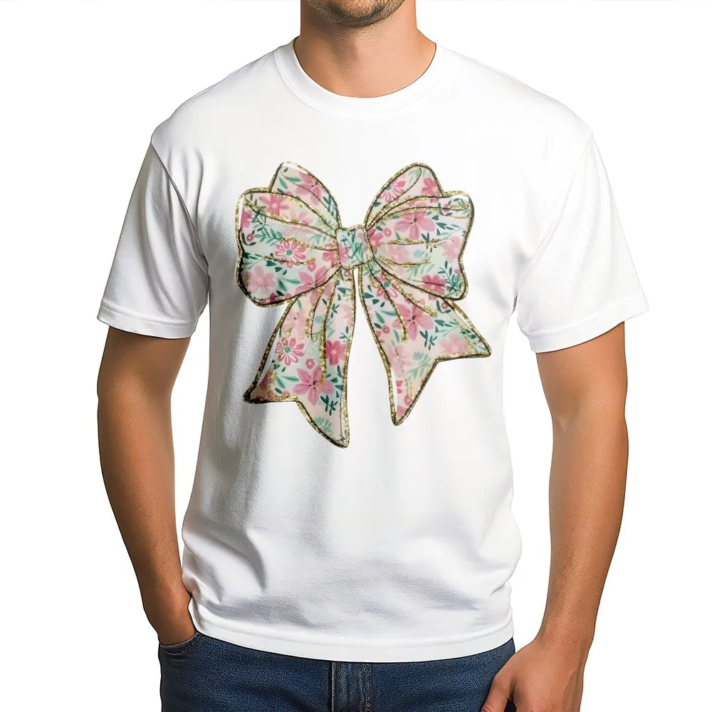 Coquette Bow T-Shirt | Aesthetic Floral Ribbon Graphic | 100% Soft Cotton Tee | Trendy Y2K Gift For Her