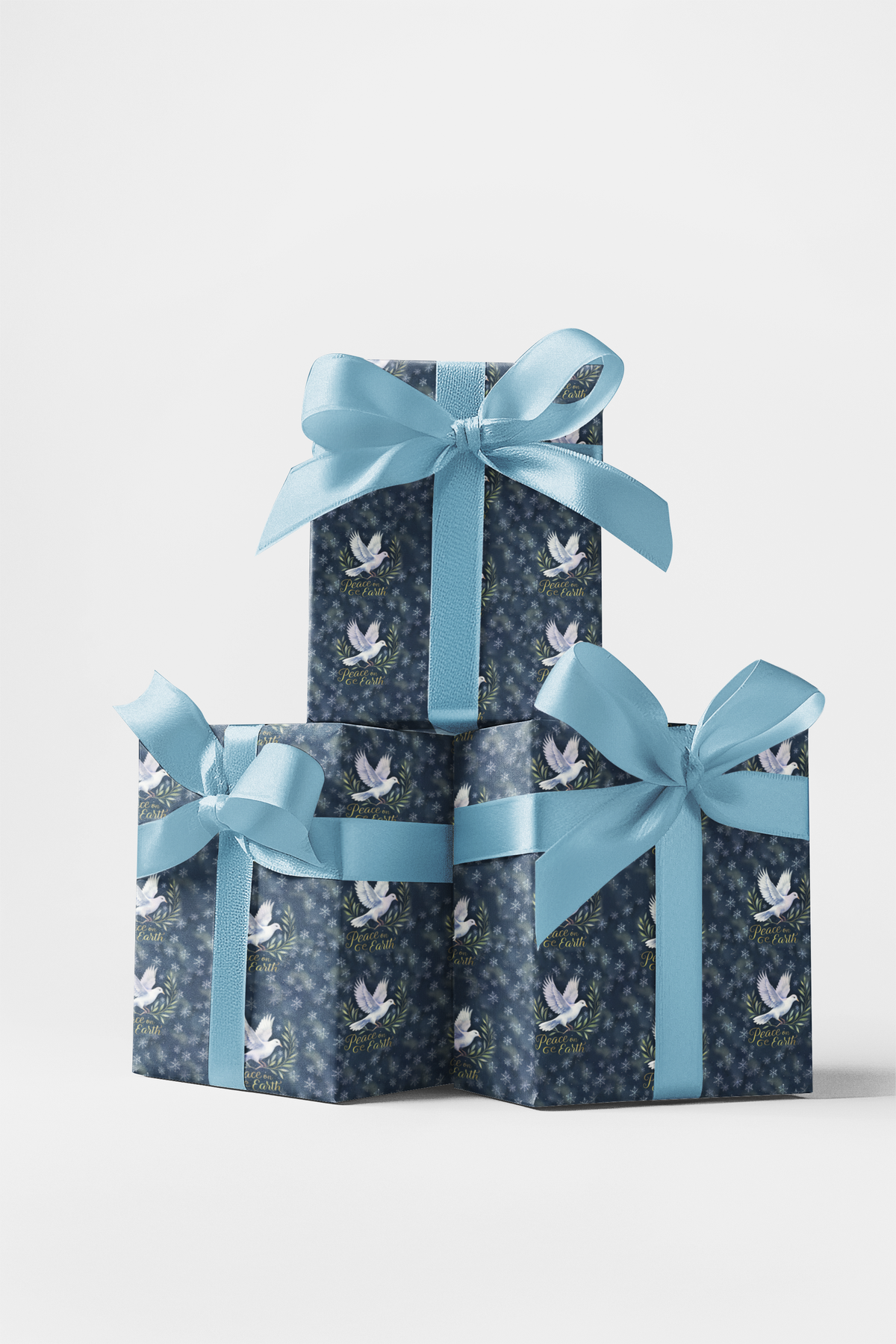 Christmas Script Gift Wrap, Peace on Earth Wrapping Paper, Pastel Sky Holiday Paper Roll, Religious Xmas Gift Wrap, Winter Wr