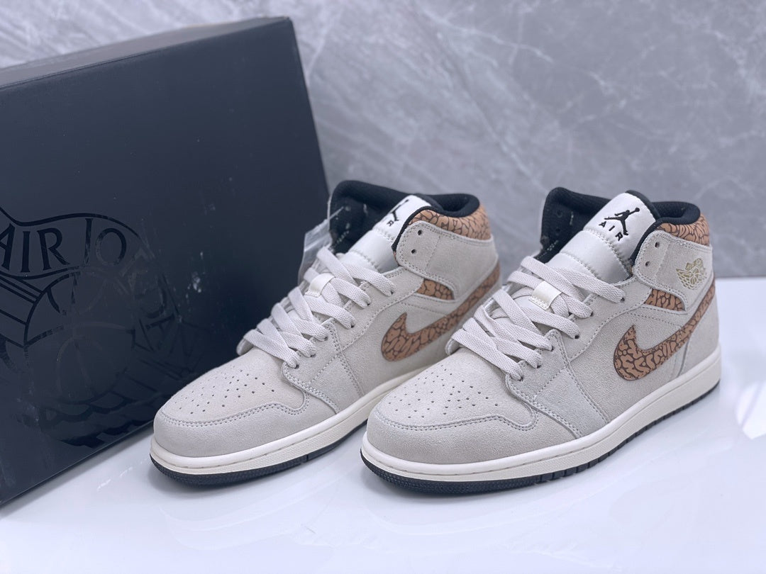 Mid Top Sneakers, Gray Brown Colorway, Lace Up Design, Casual Gift for Sneaker Fans