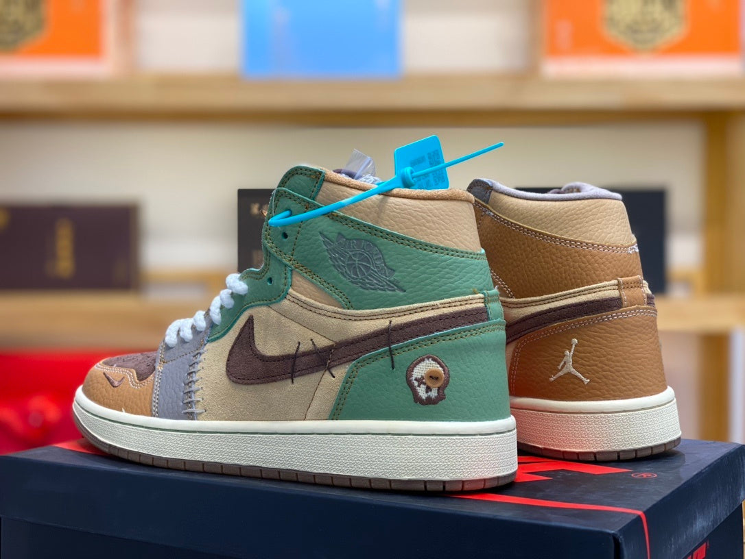 High Top Sneakers, Orange Green Colorway, Lace Up Design, Casual Gift for Sneaker Fans
