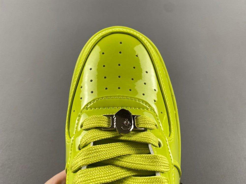 Low Top Sneakers, Neon Green Black Colorway, Lace Up Design, Casual Gift for Sneaker Fans