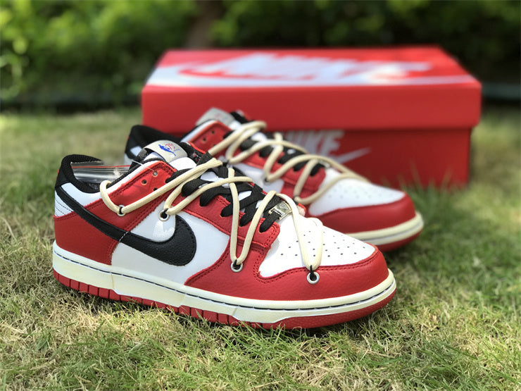 Low Top Sneakers, Red Cream Colorway, Lace Up Design, Casual Gift for Sneaker Fans