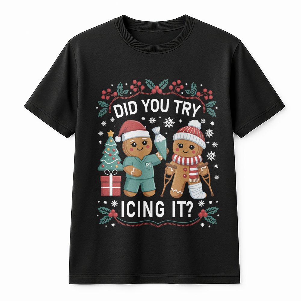 Gingerbread Icing Pun Tee, Physical Therapy Christmas T-Shirt, Humorous PT Holiday Shirt, Physical Therapist Christmas Shirt,