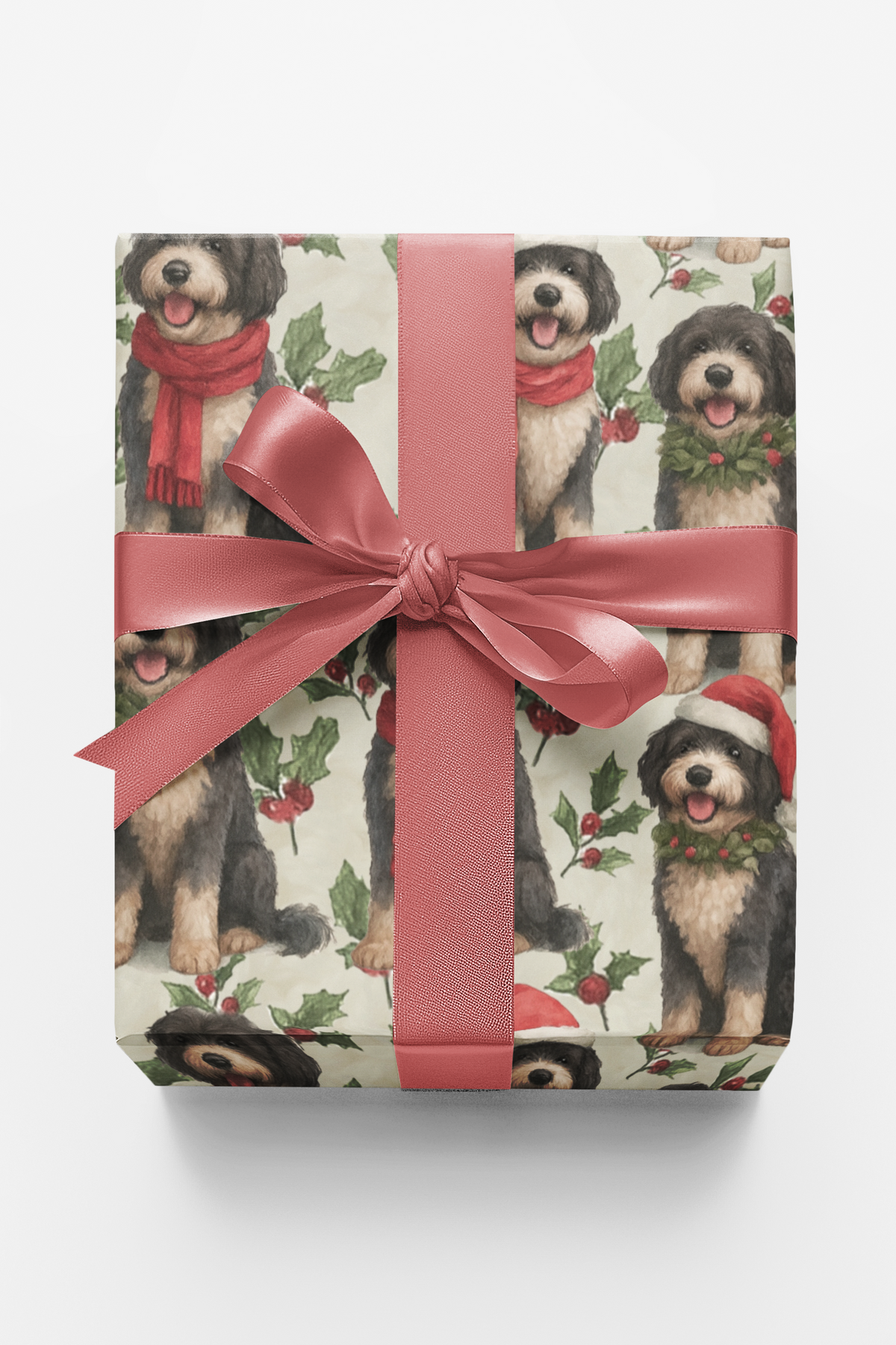 Holiday Puppy Gift Wrap, Portuguese Water Dog Wrapping Paper, Dog Lover Christmas Gift Wrapping Paper, Pet Breed Holiday Gift