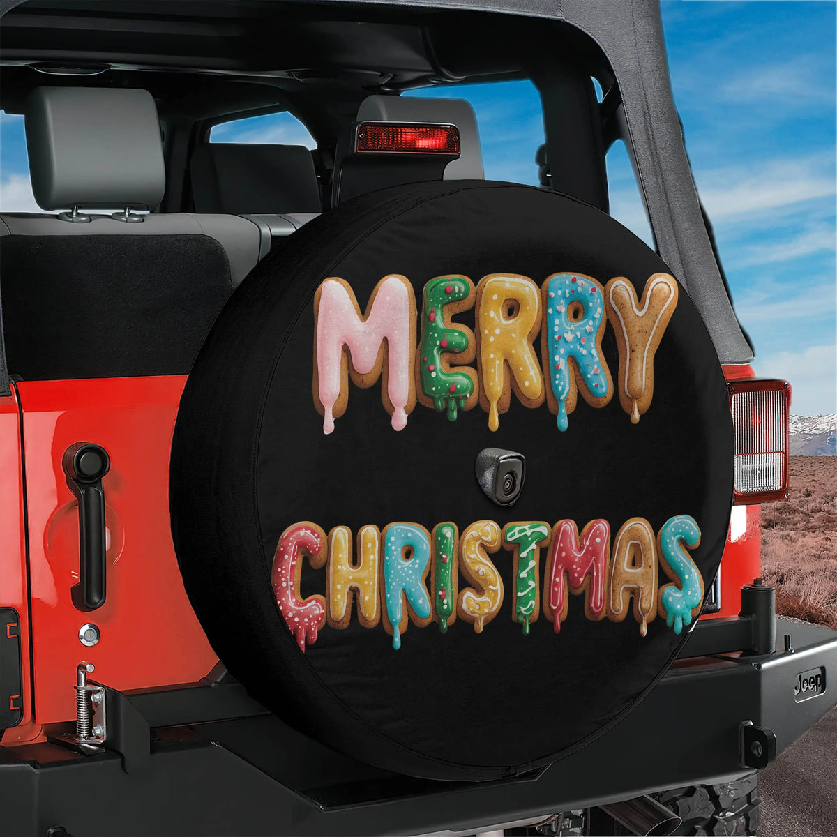 Frosted Cookie Spare Tire Cover, Christmas Gingerbread Tire Cover, Holiday Winter Tire Cover, Jeep Bronco SUV Camper Truck Ac