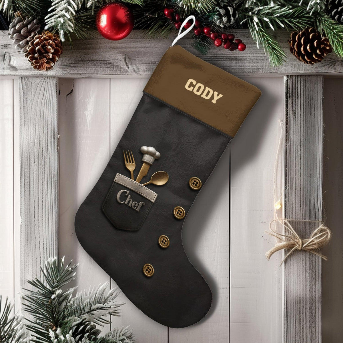 Custom Cooking Holiday Stocking, Personalized Chef Christmas Stocking, Velboa Culinary Christmas Stocking, Baker Cook Present