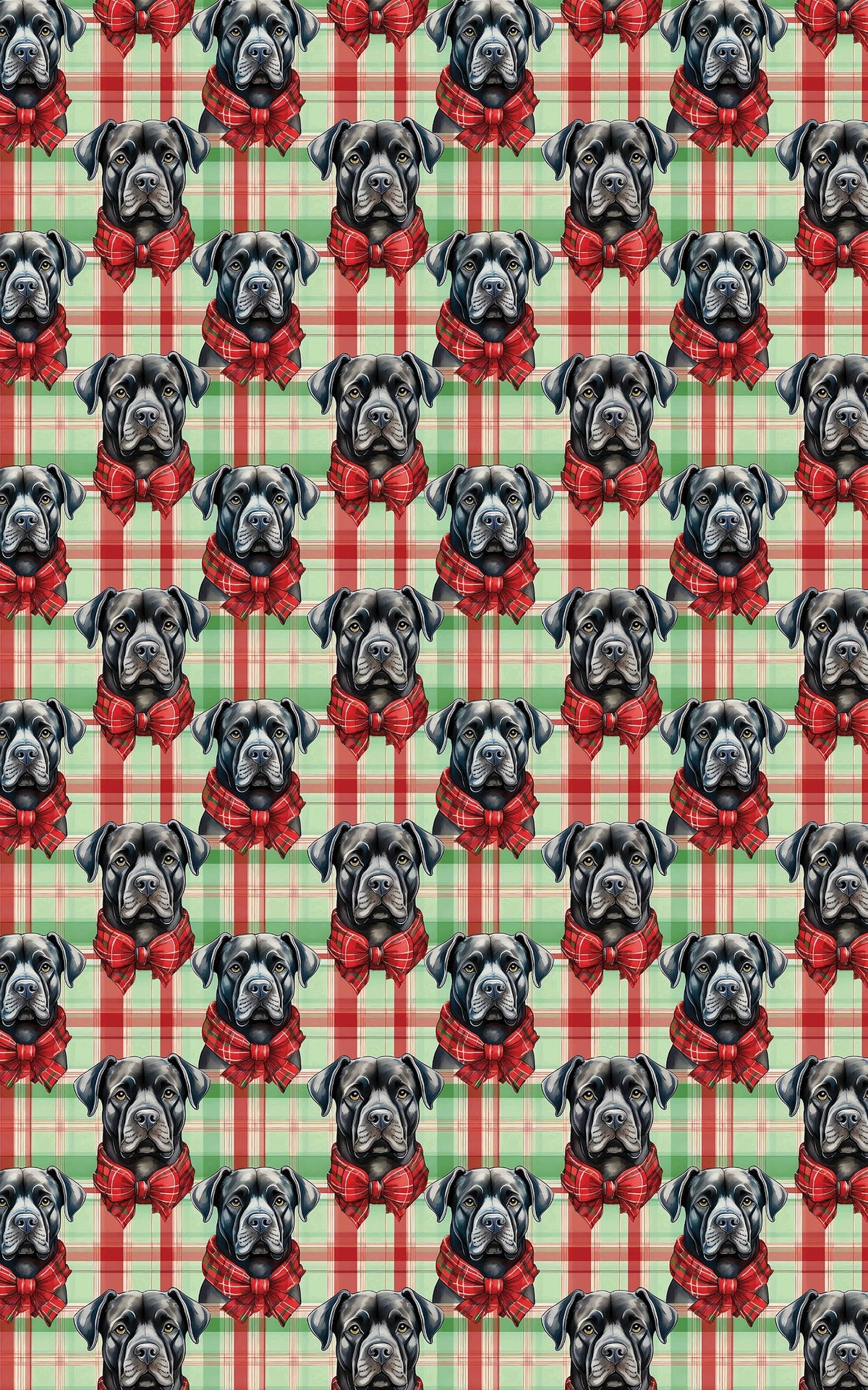 Plaid Dog Gift Wrap, Cane Corso Christmas Wrapping Paper, Festive Puppy Present Wrap, Holiday Cane Corso Lover Present Packag