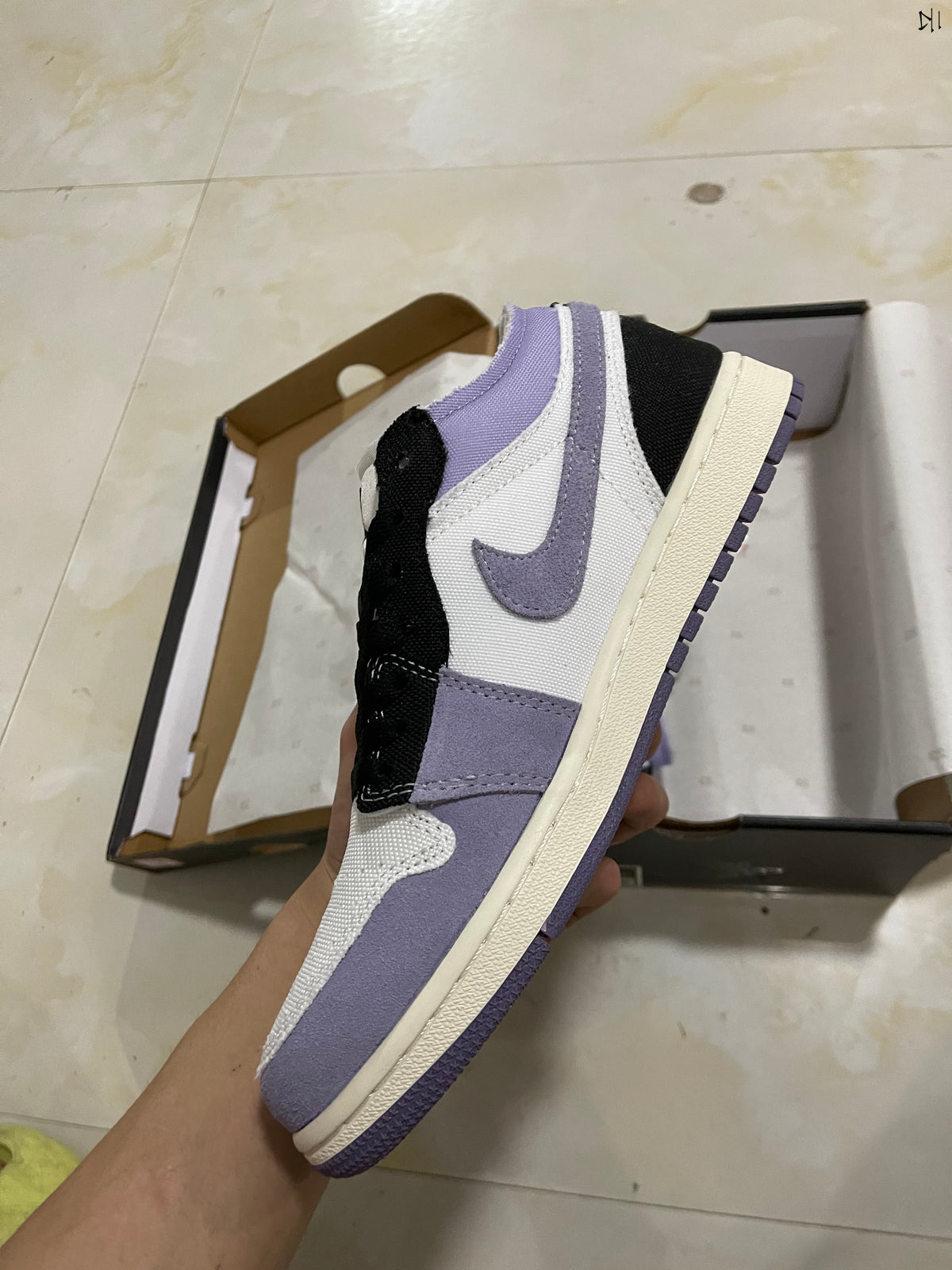 Low Top Sneakers, Purple Gray Colorway, Lace Up Design, Casual Gift for Sneaker Fans