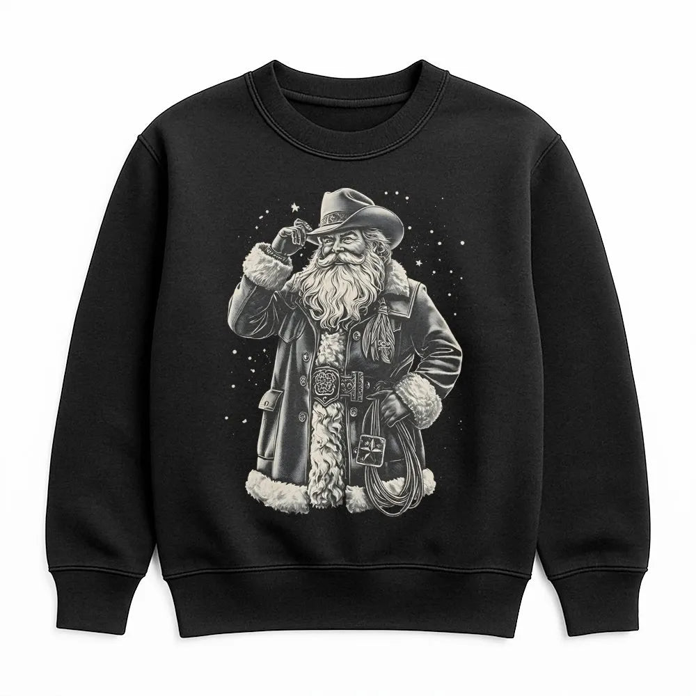 Western Christmas Lasso Sweatshirt, Cowboy Santa Sweatshirt, Vintage Cowboy Santa Crewneck, Retro Western Holiday Sweatshirt,