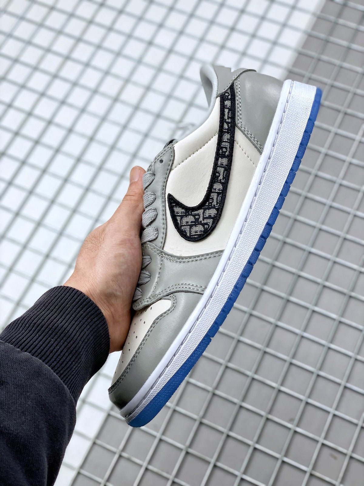Low Top Sneakers, Gray White Colorway, Lace Up Design, Casual Gift for Sneaker Fans
