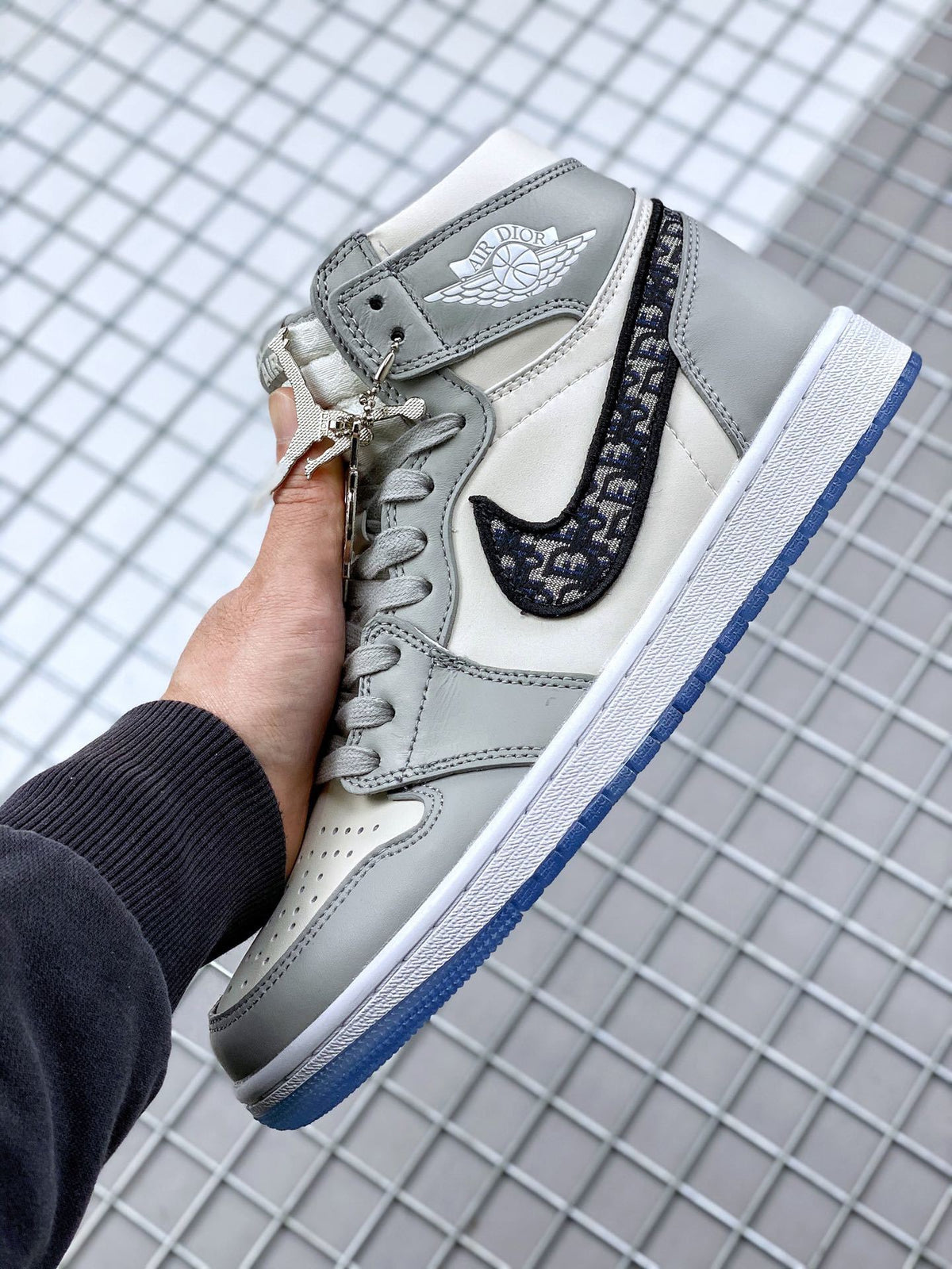 High Top Sneakers, Gray White Colorway, Lace Up Design, Casual Gift for Sneaker Fans