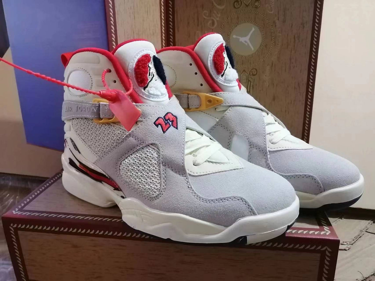 Sneakers, White Gray Red Colorway, Lace Up Design, Casual Gift for Sneaker Fans