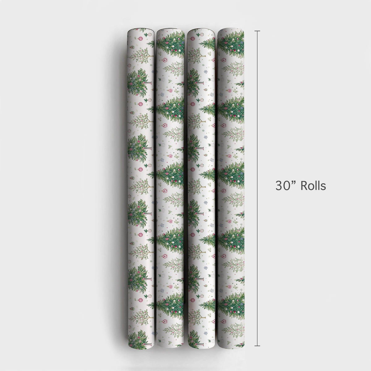 Festive Bauble Holiday Gift Wrap, Watercolor Christmas Trees Wrapping Paper, Snowflake Christmas Wrapping Paper, Winter Gift 