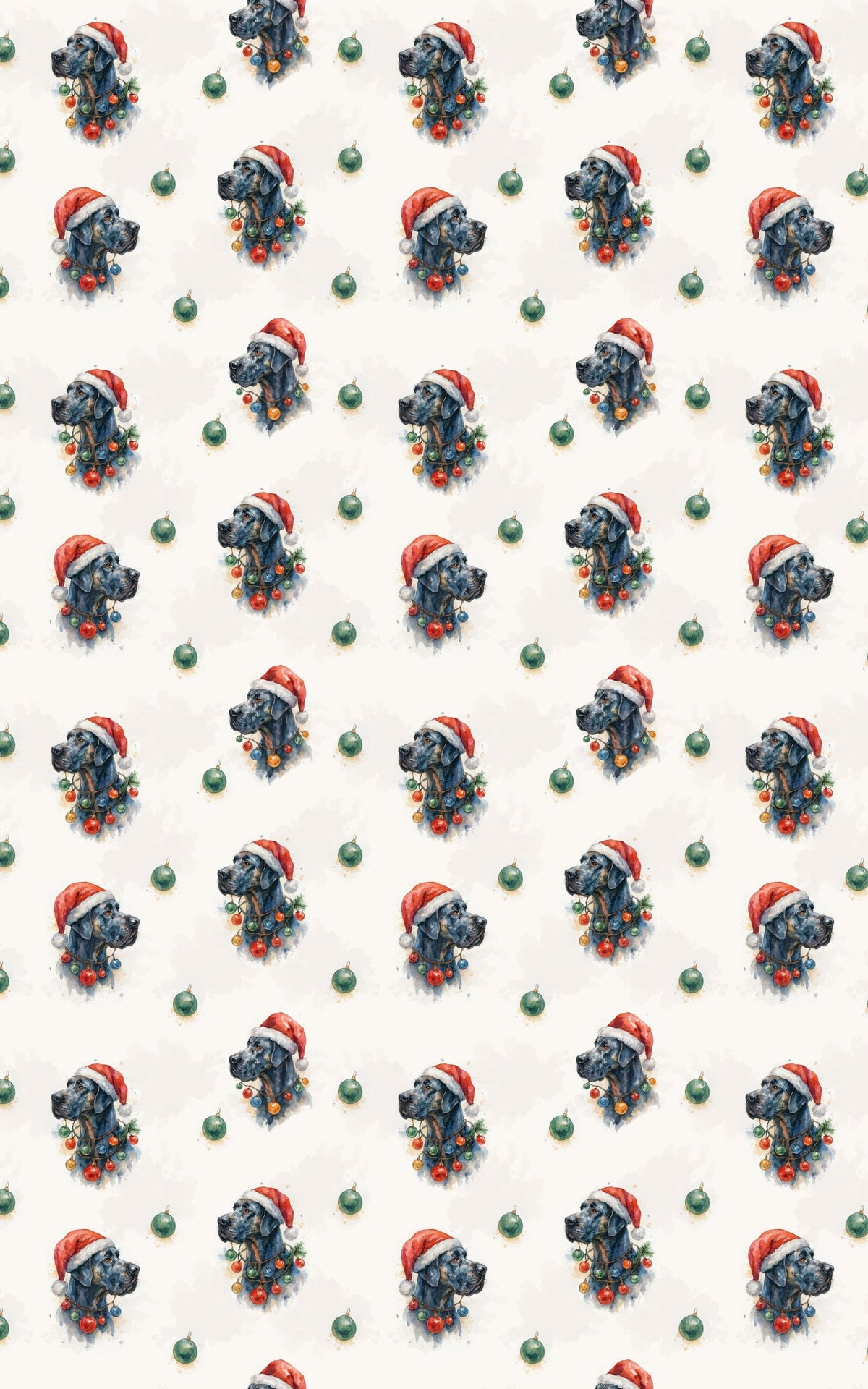 Santa Hat Dog Gift Wrap, Great Dane Christmas Wrapping Paper, Festive Puppy Present Wrap, Holiday Gentle Giant Dog Lover Pres