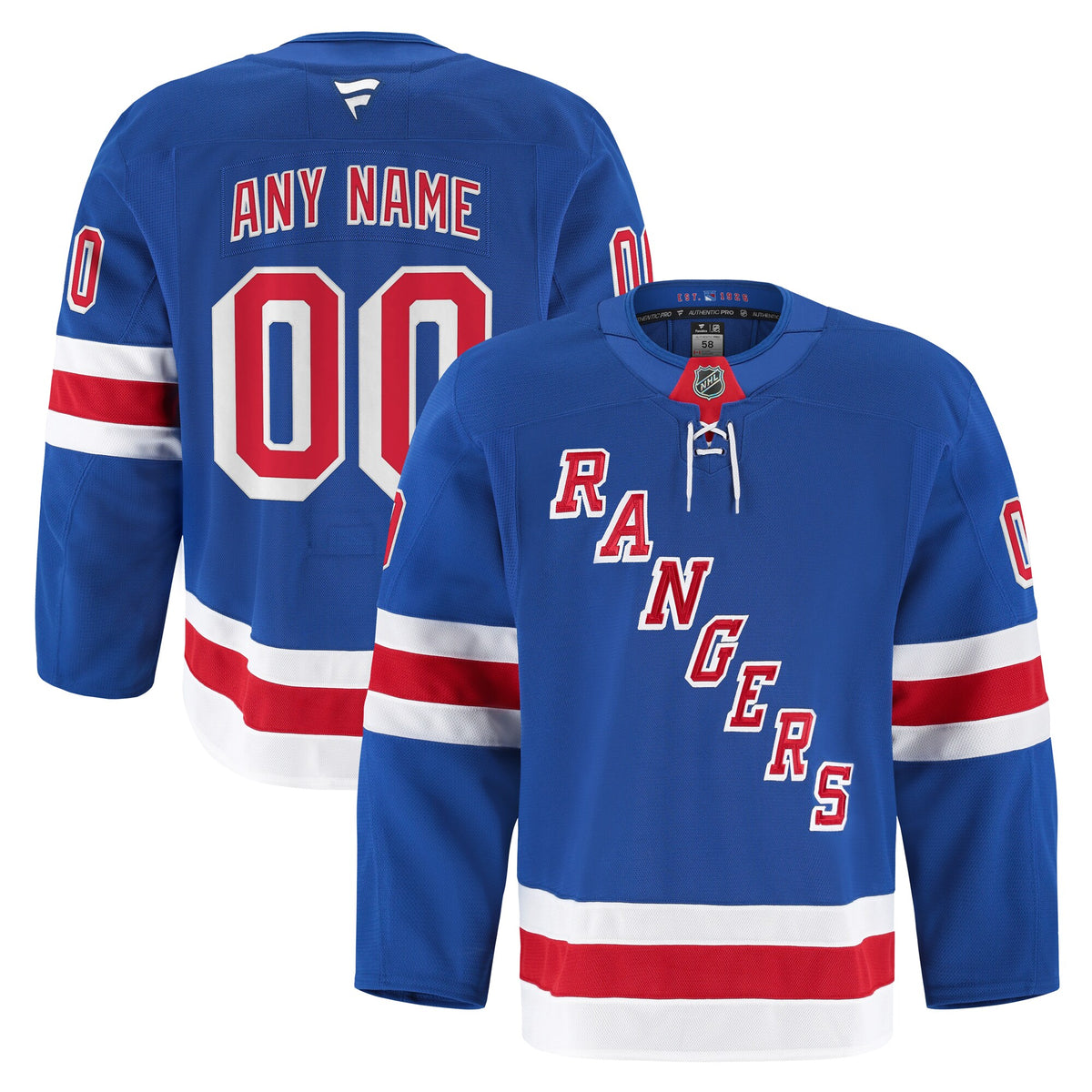New York Rangers Fanatics Royal Home Authentic Pro Custom Jersey