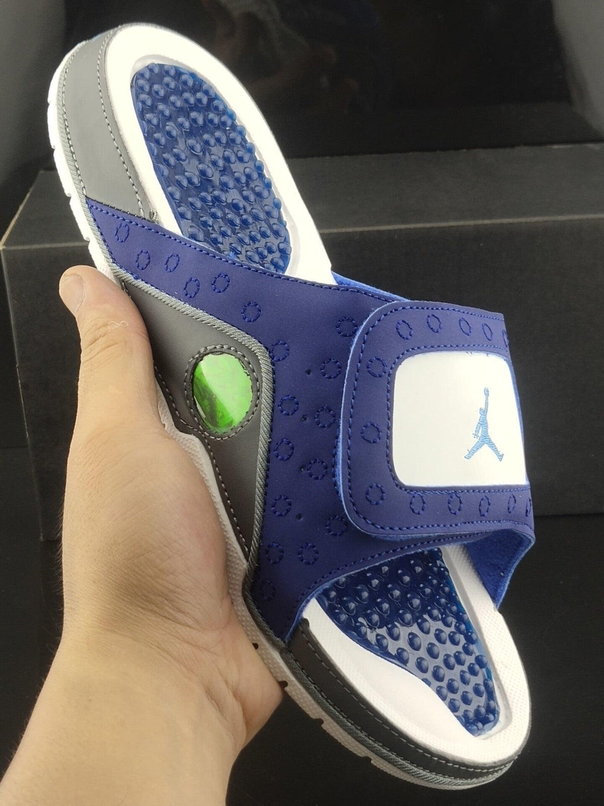 Retro Slides, Navy Blue Colorway, Slip On Design, Casual Gift for Shoe Lovers
