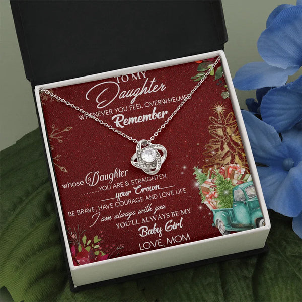 Love Knot Necklace with Message Card, To My Daughter Necklace from Mom, Meaningful Daughter Jewelry, Sentimental Christmas Pr