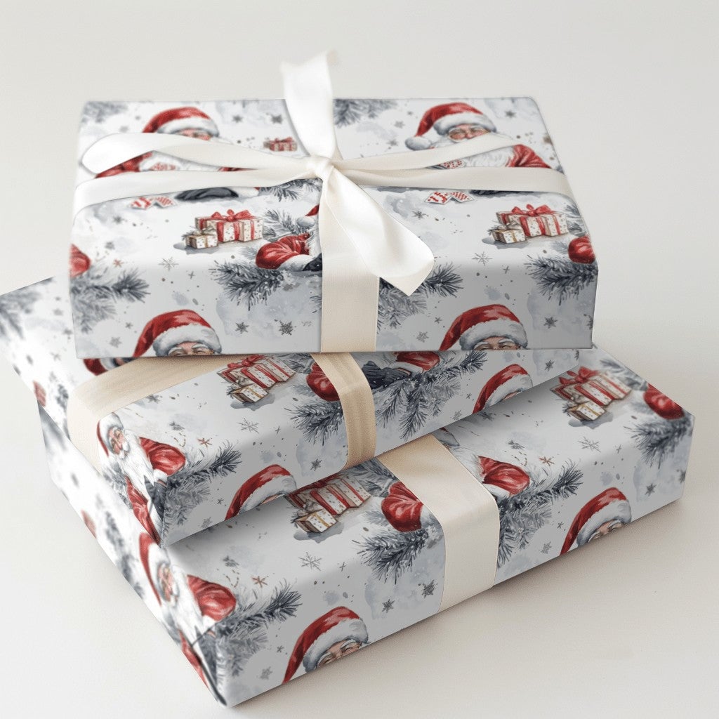 Whimsical Christmas Gift Wrap, Santa Playing Cards Wrapping Paper, Holiday Present Paper, Festive Xmas Wrapping Paper Roll, W