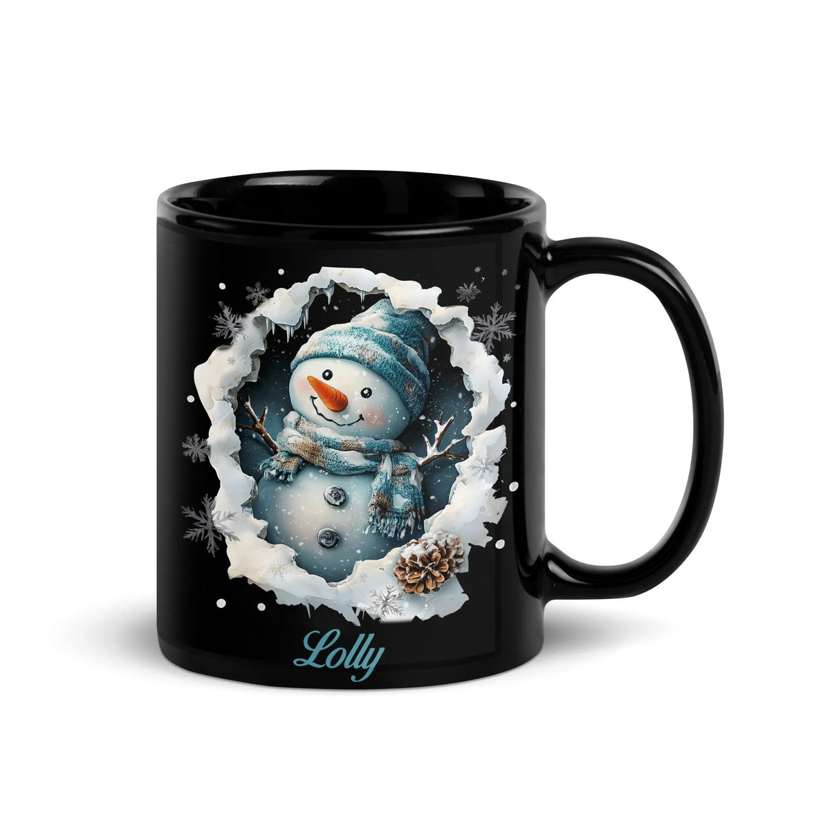 Personalized Name 3D Winter Coffee Mug, Custom Snowman Ceramic Mug, Adorable Holiday Tea Coffee Cup, Christmas Mug Present fo