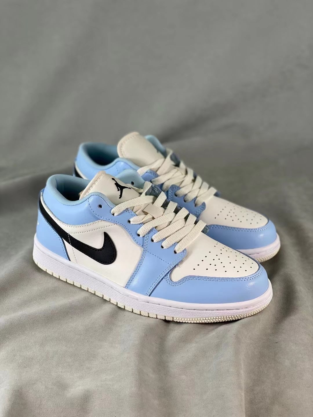 Low Top Sneakers, Blue White Colorway, Lace Up Design, Casual Gift for Sneaker Fans