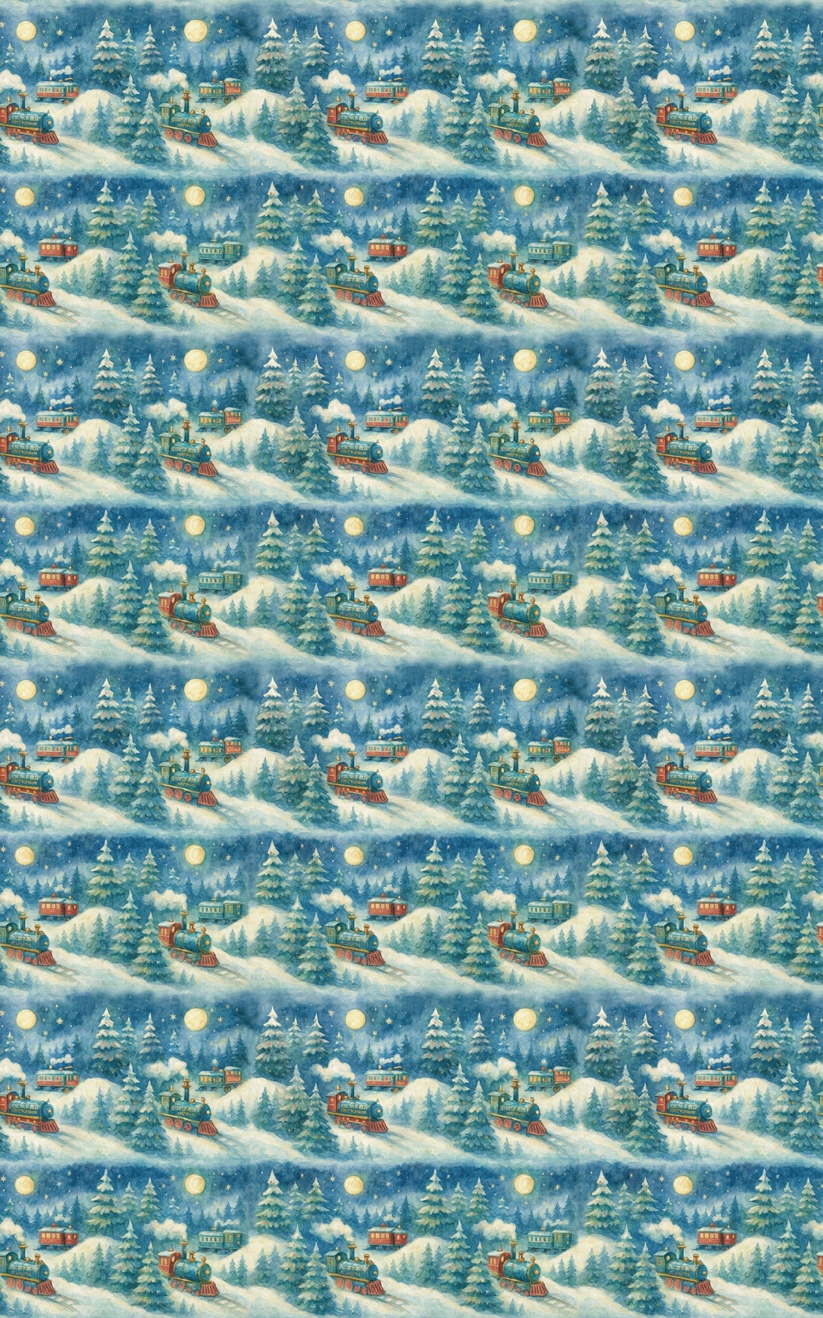 Winter Night Gift Wrap Roll, Christmas Train Wrapping Paper, North Star Holiday Wrapping Paper, Festive Christmas Train Gift 