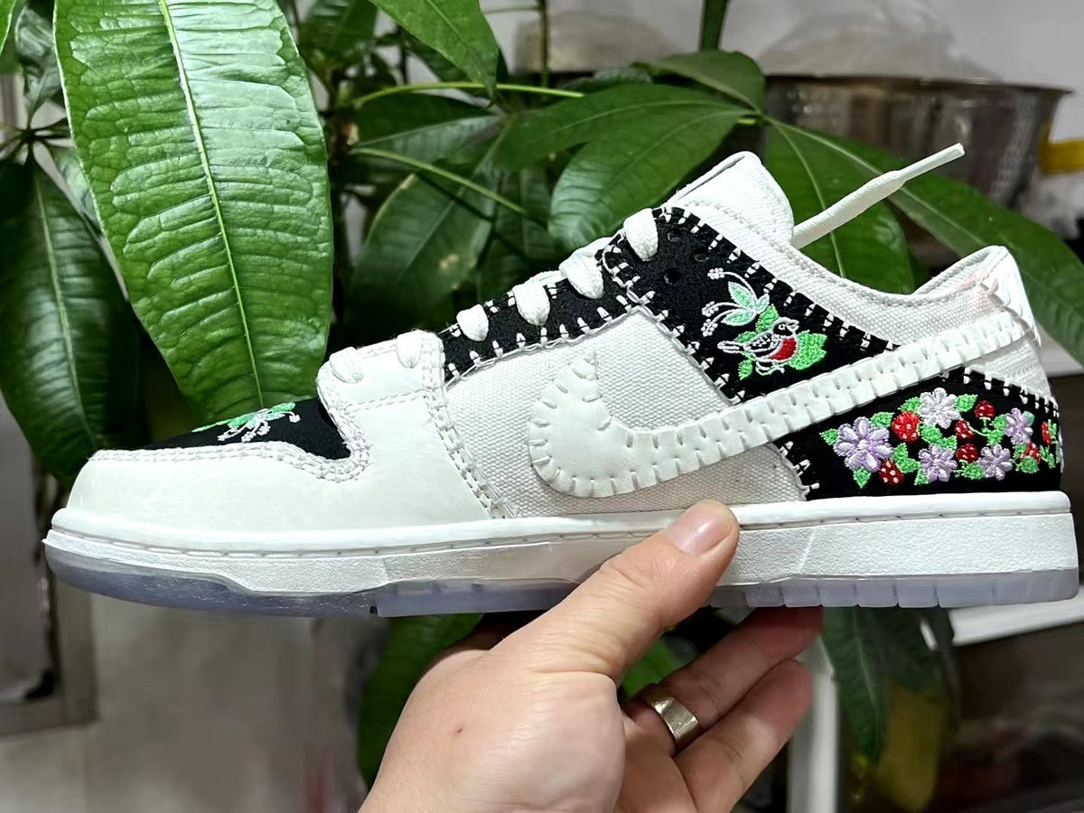 Low Top Sneakers, White Black Colorway, Lace Up Design, Casual Gift for Sneaker Fans