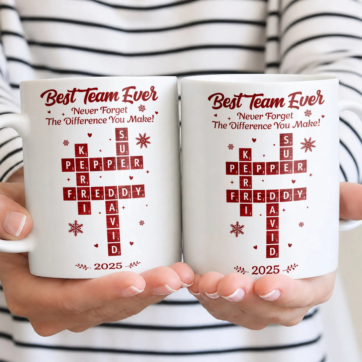 Custom Crossword Coworker Coffee Cup, Best Team Ever Appreciation Mug, Staff Recognition Mug, Christmas Thank You Present for