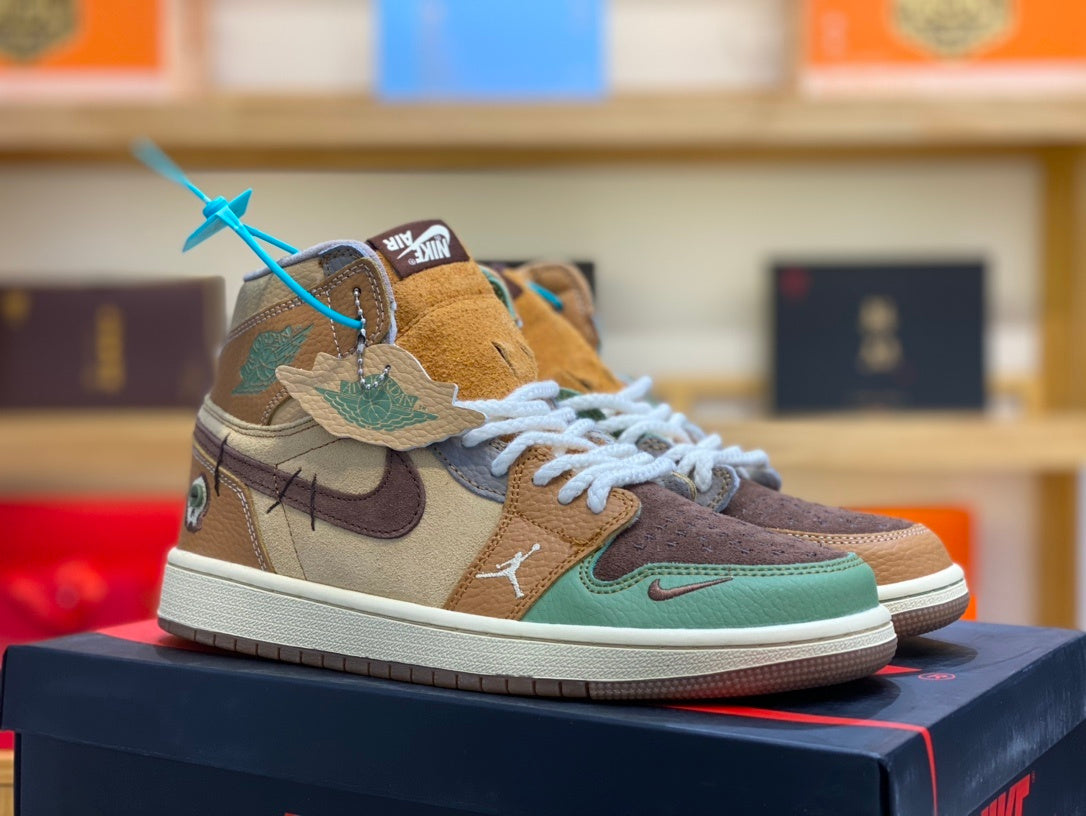High Top Sneakers, Orange Green Colorway, Lace Up Design, Casual Gift for Sneaker Fans