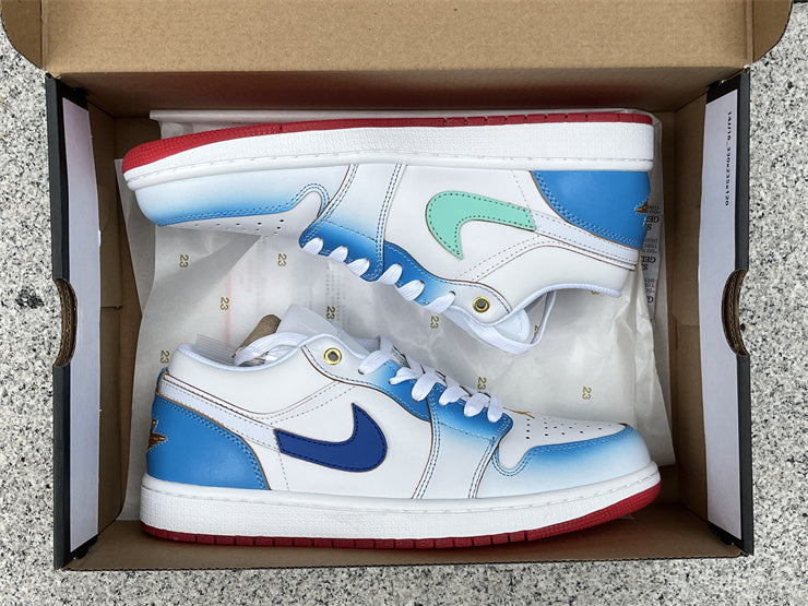 Low Top Sneakers, Blue White Colorway, Lace Up Design, Casual Gift for Sneaker Fans